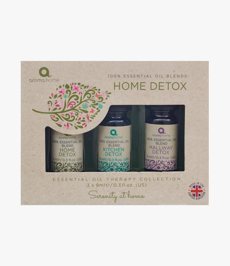Home Detox - 3 X 9ml 100% Essential Oils (Kitchen, Home, Hallway) By Aroma Home