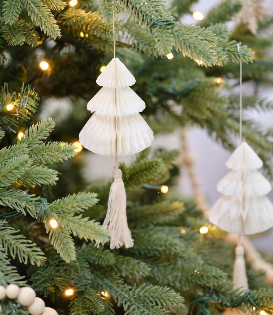 Honeycomb Christmas Decorations with Macrame Tassels by Ginger Ray