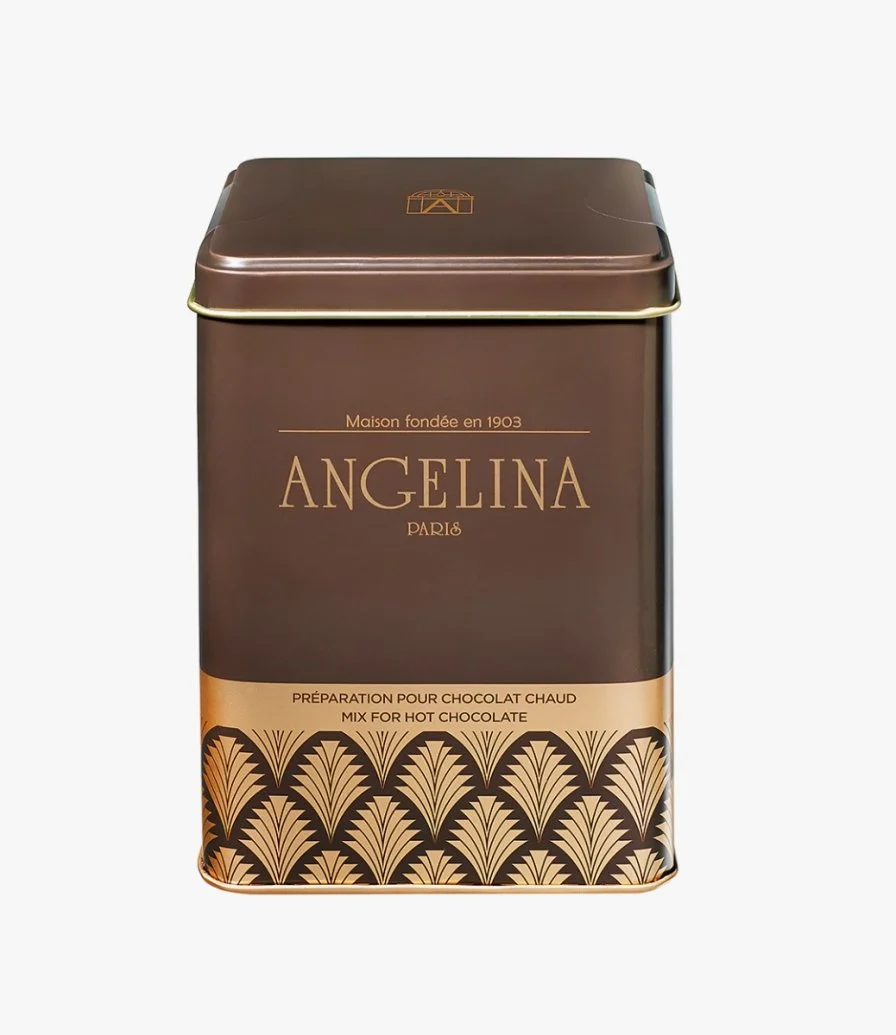 مسحوق شوكولاتة ساخنة داخل علبة معدنية من أنجيلينا