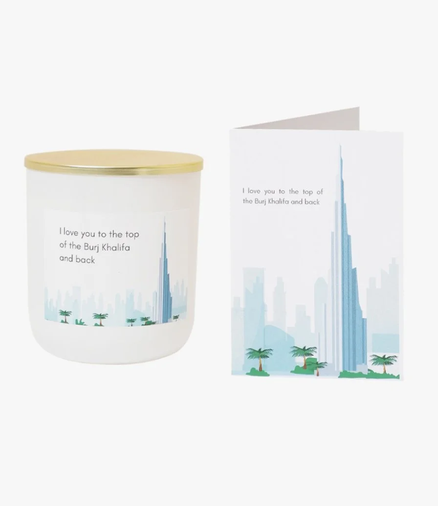 I Love You To The Top of the Burj Khalifa and Back Candle and Card Gift Set