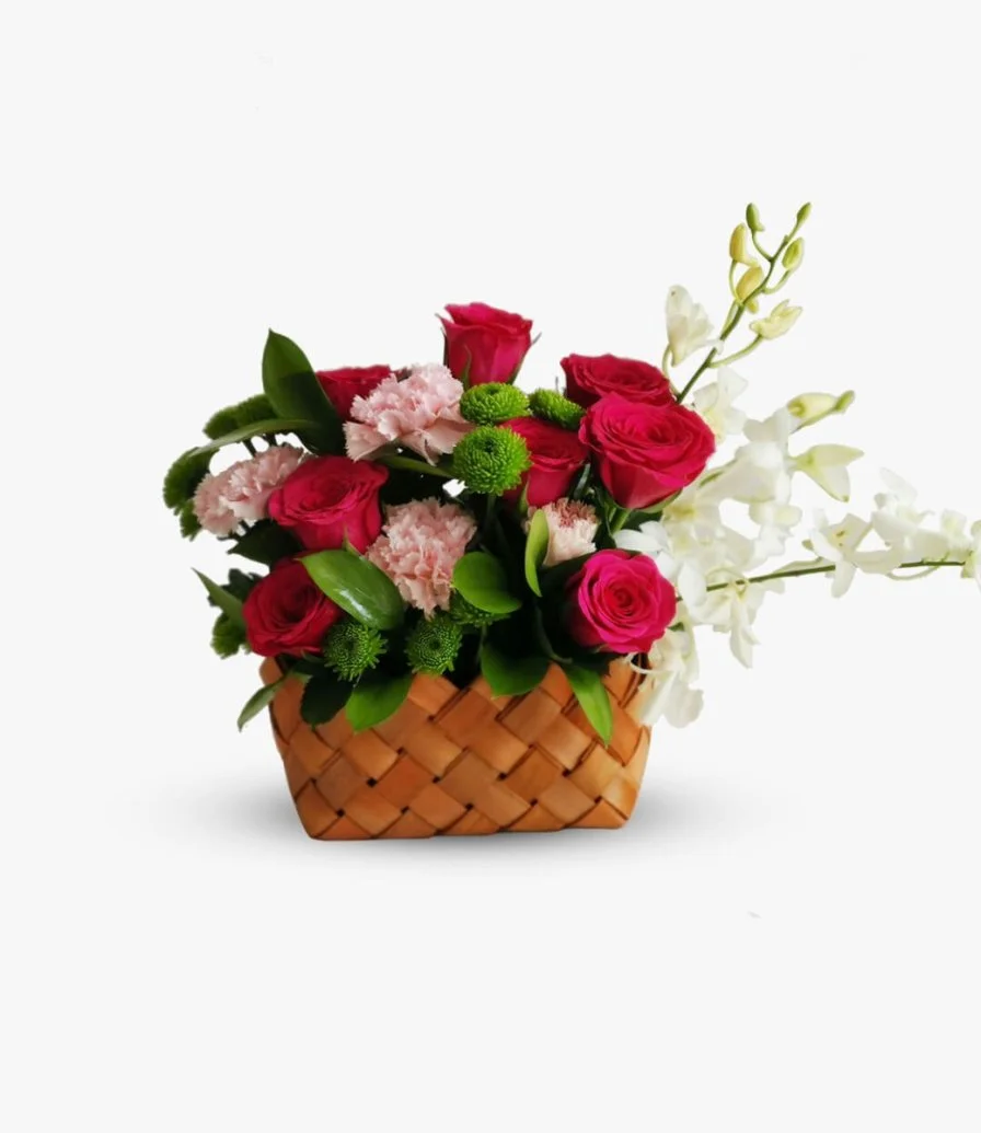 Pink & Fuchsia Flower Basket