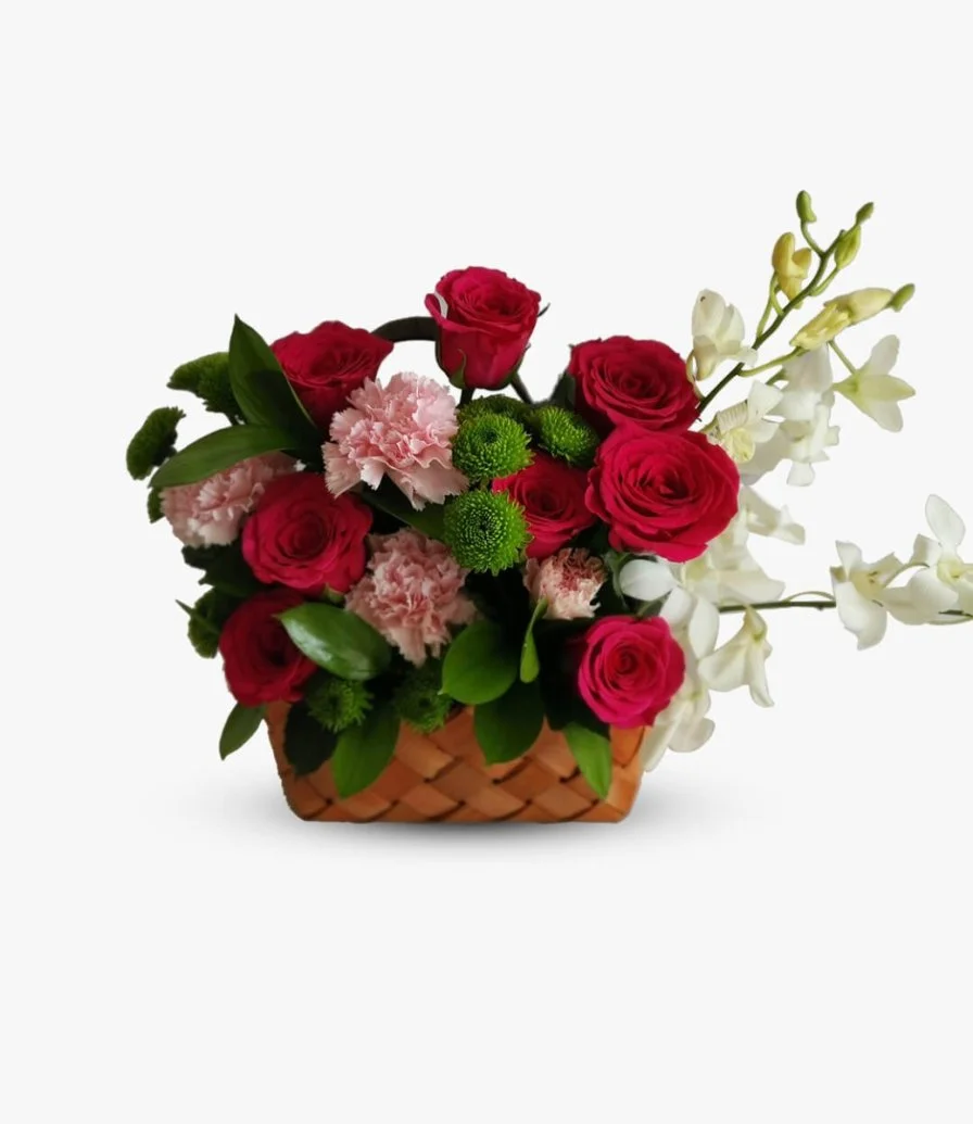 Pink & Fuchsia Flower Basket