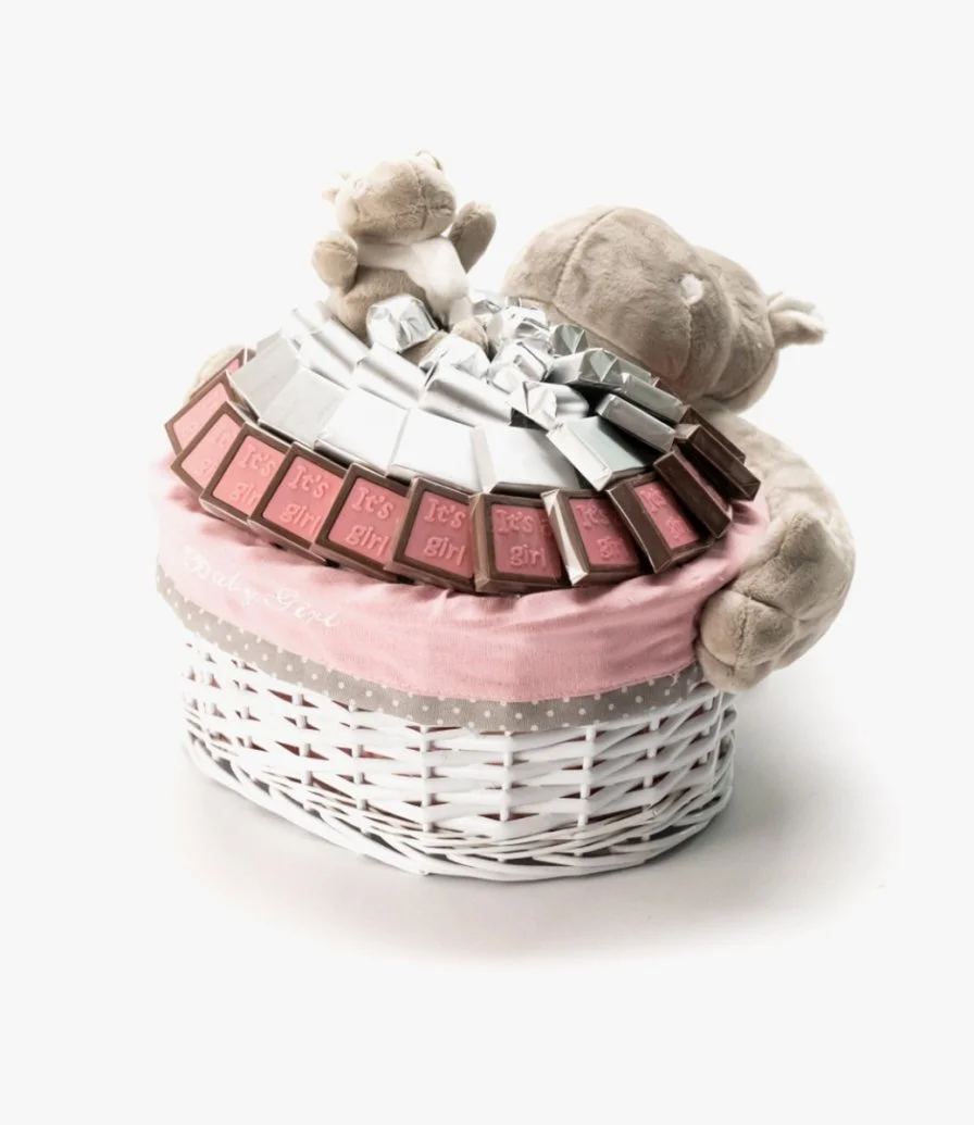 It's a Girl Chocolate Oval Basket