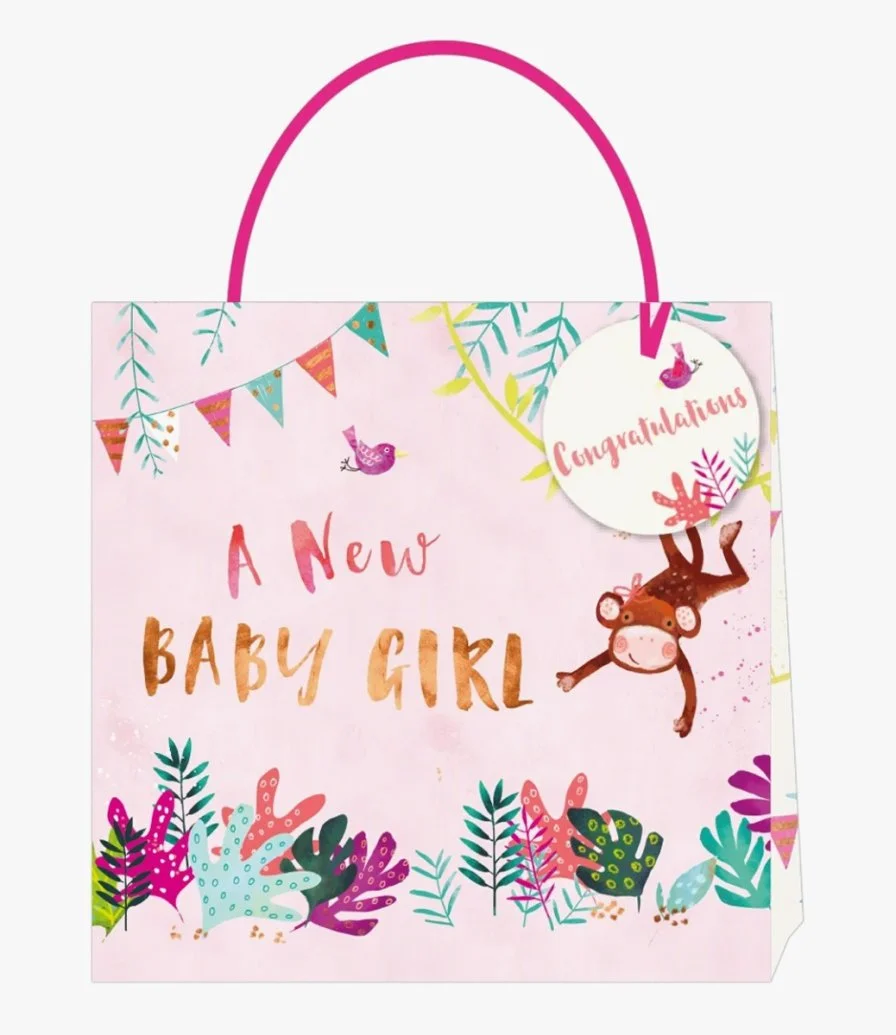 Jack & Lily Baby Girl Monkey Medium Gift Bag