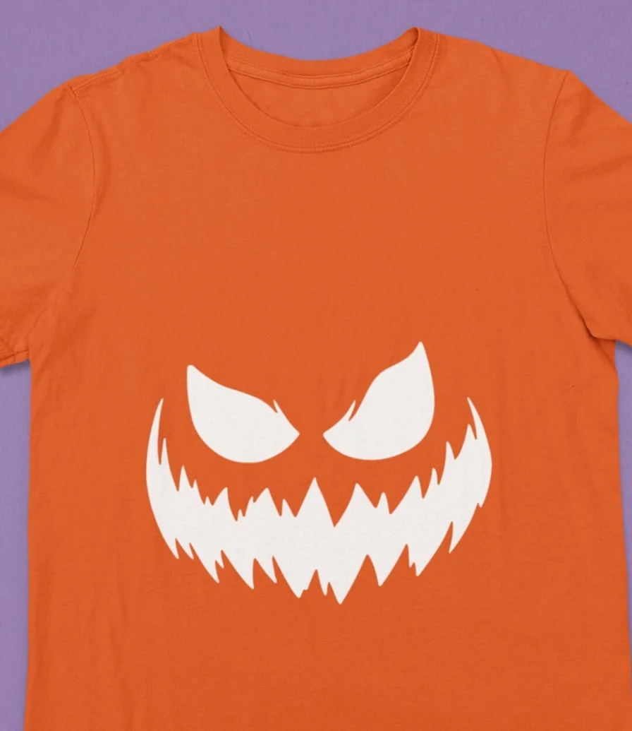 Orange Pumpkin Jack O'lantern Face T-shirt 