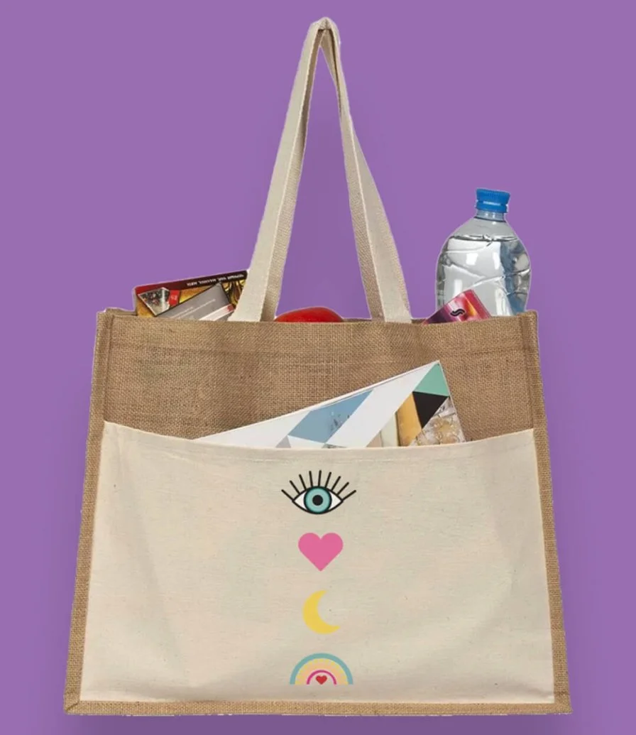 حقيبة جوت بيتش مع يد توتي للنساء بتصميم مميز ، قابلة لإعادة الاستخدام مع مقبض.