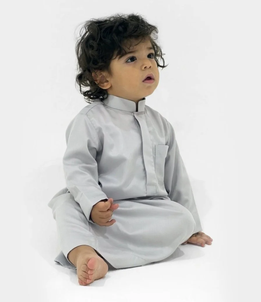 ثوب دشداشة للأطفال - رمادي