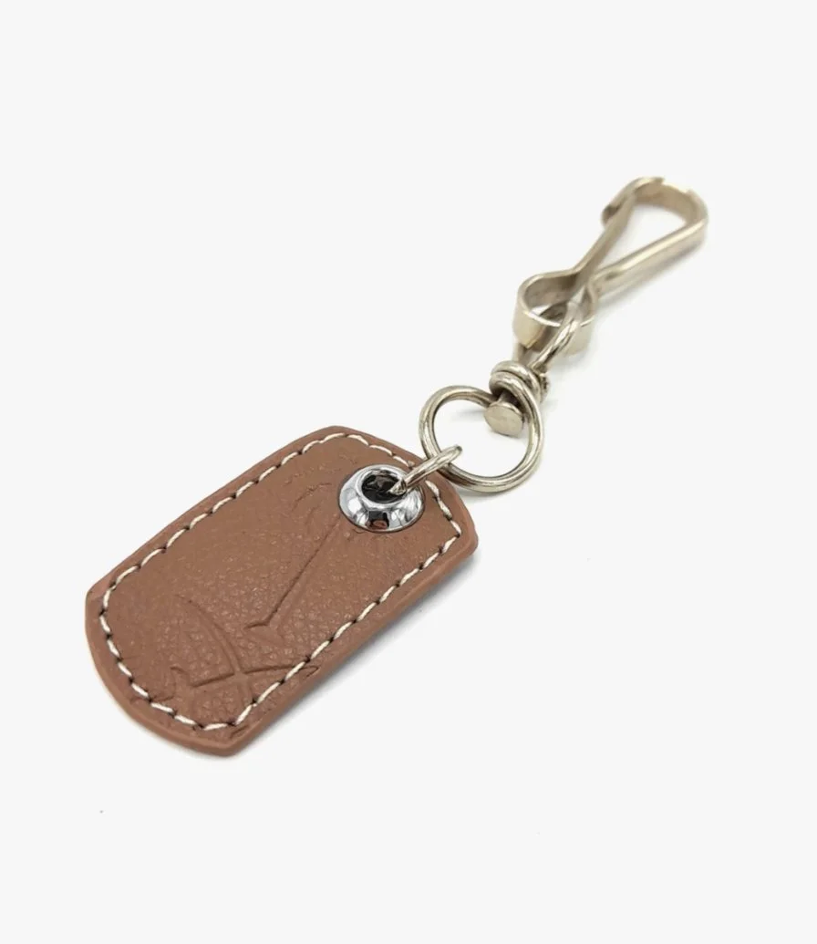 KSA Palm Silver and Leather Keychain