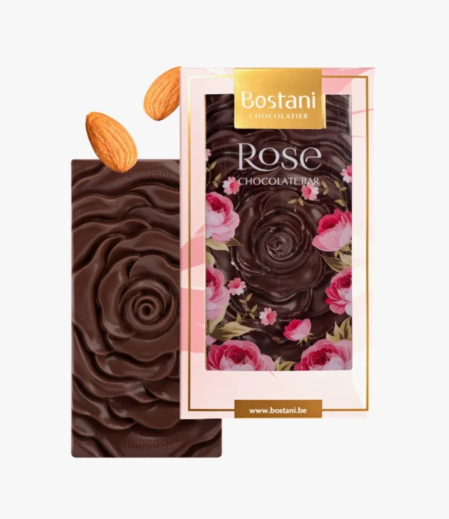 Large Rose Dark Chocolate Bar with Almond