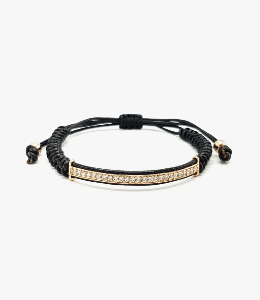 Leather & Zircon Bracelet