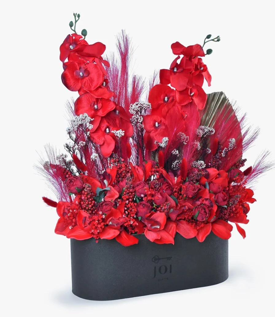 Leather Box of Artificial Flowers