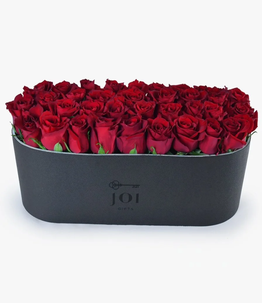 Leather Box of Red Roses