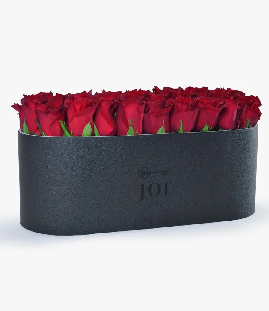 Leather Box of Red Roses