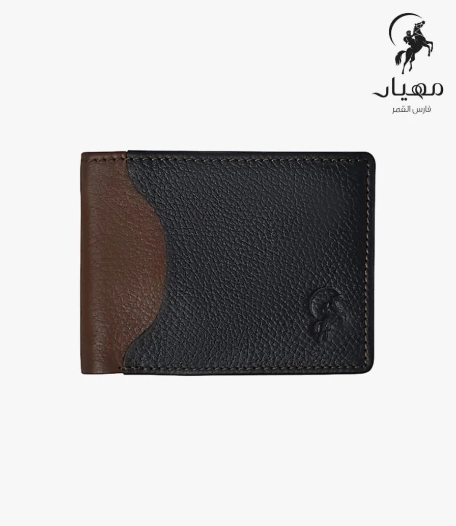 Black & Brown Leather Wallet by Mihyar Arabia