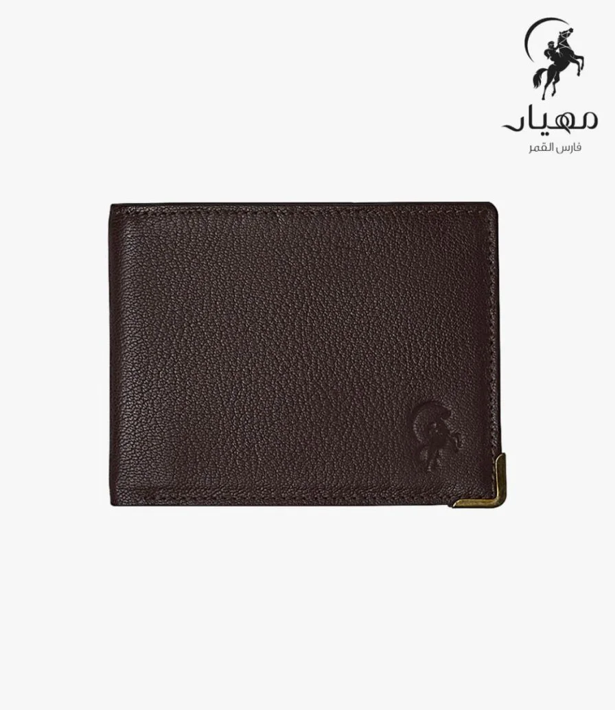 Brown Leather Wallet by Mihyar Arabia