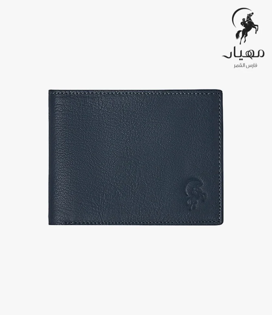 Dark Blue Leather Wallet by Mihyar Arabia