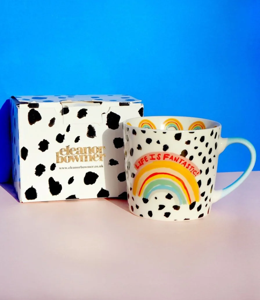 Life Is Fantastic Rainbow Mug by  Eleanor Bowmer