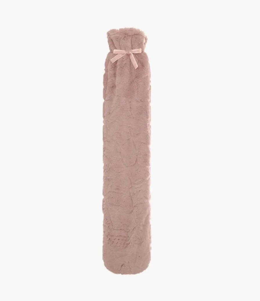 Long Hot Water Bottle - Pink Faux Fur