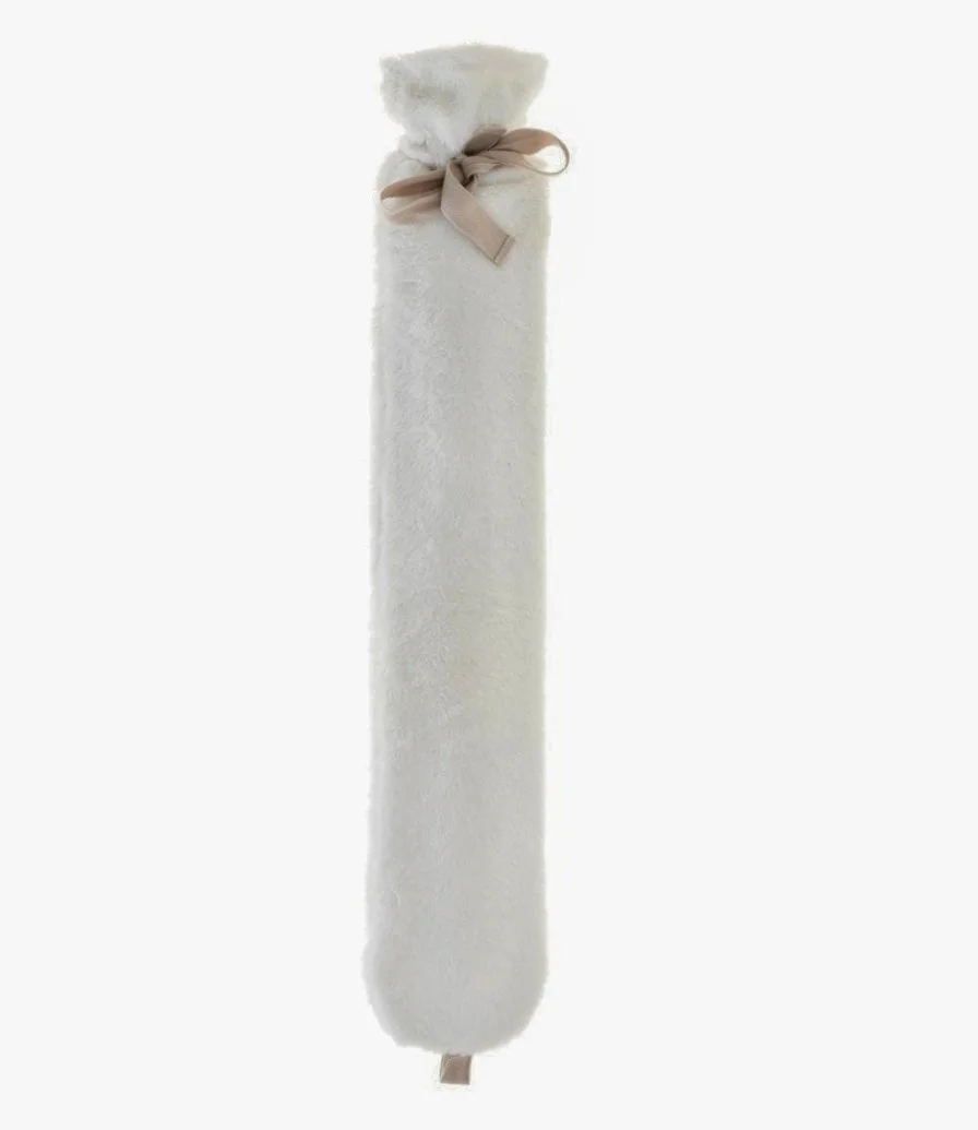 Long Hot Water Bottle - White Faux Fur