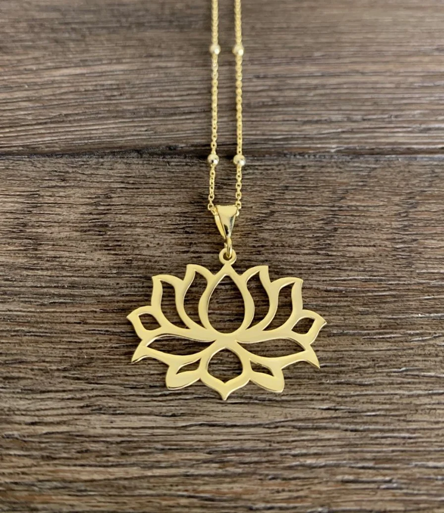 Lotus Flower Necklace; Gold