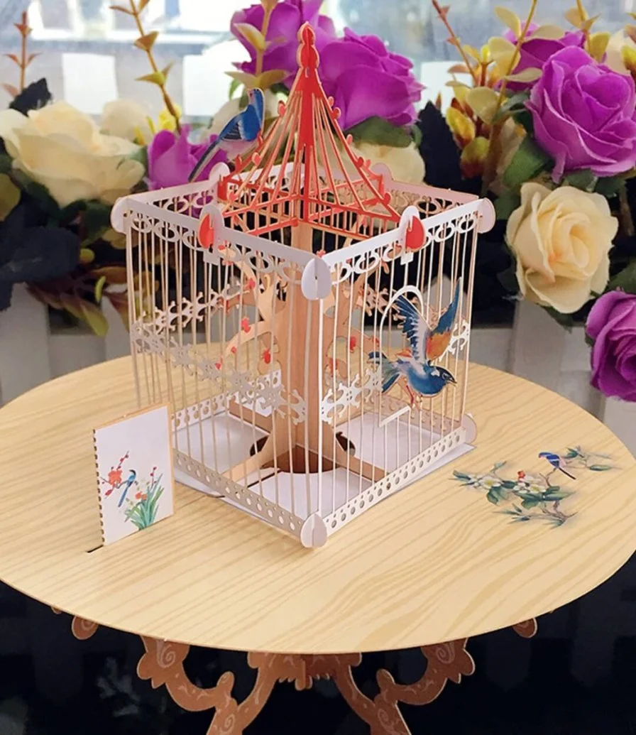 Love Birds 3D Folded Greeting Card 1