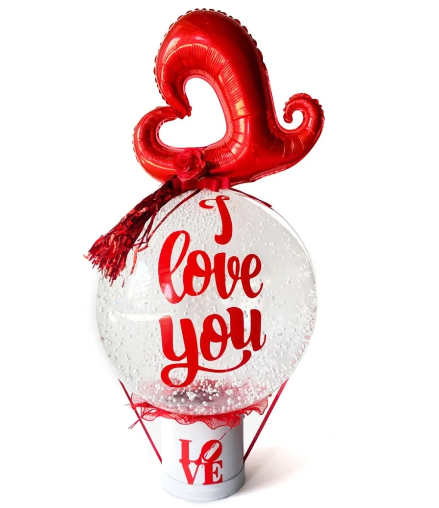Love You Bubble Ballloon With a Giftbox