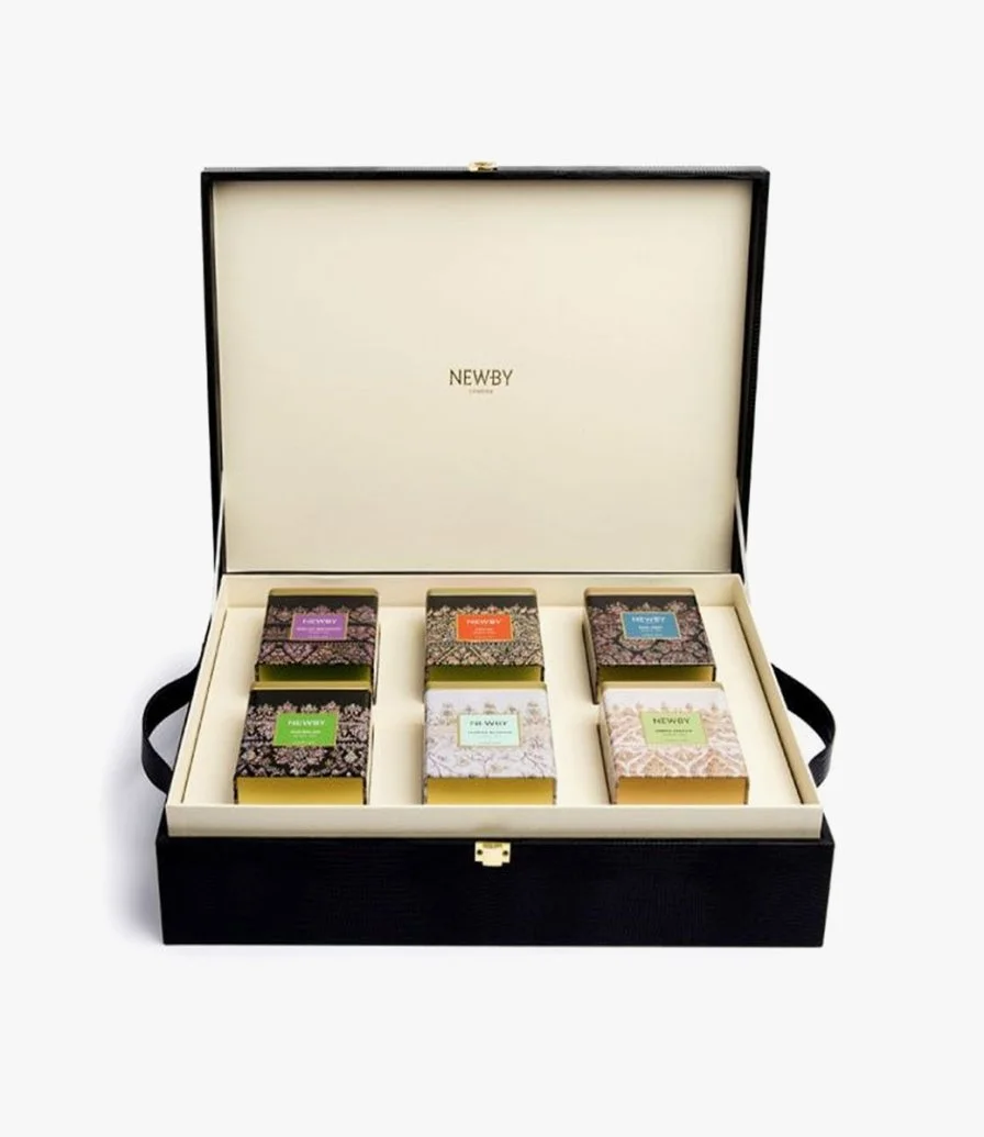 6 أنواع شاي داخل صندوق هدايا جلد فاخر