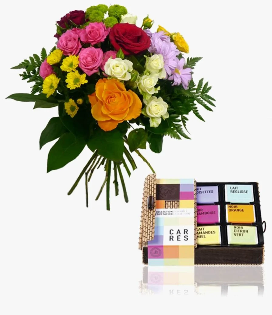 Carrés Chocolate & Flowers Gift Bundle