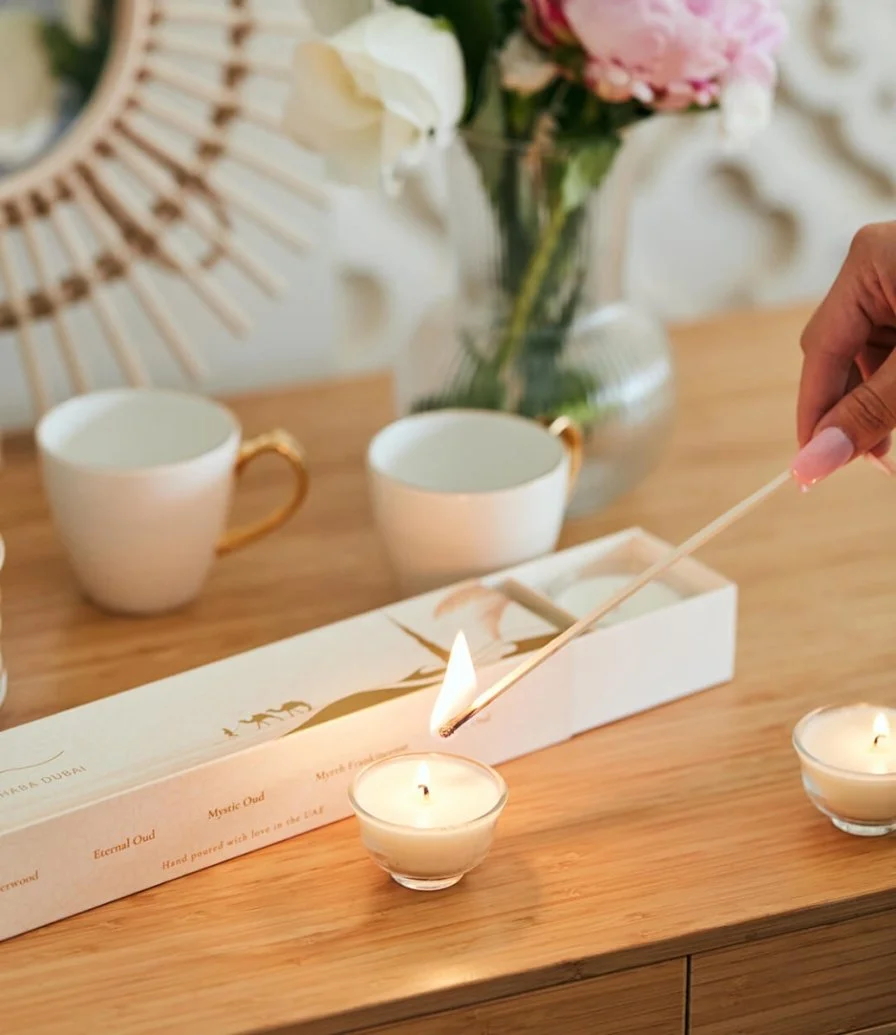 Marhaba Dubai Gift Set with Five Miniature Candles By Light of Sakina