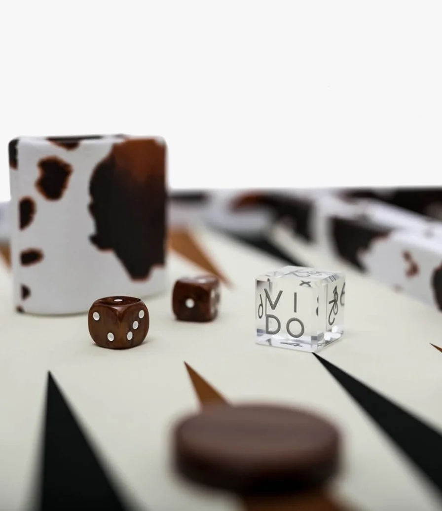 Medium Cow Skin Medium Backgammon Set By VIDO Backgammon