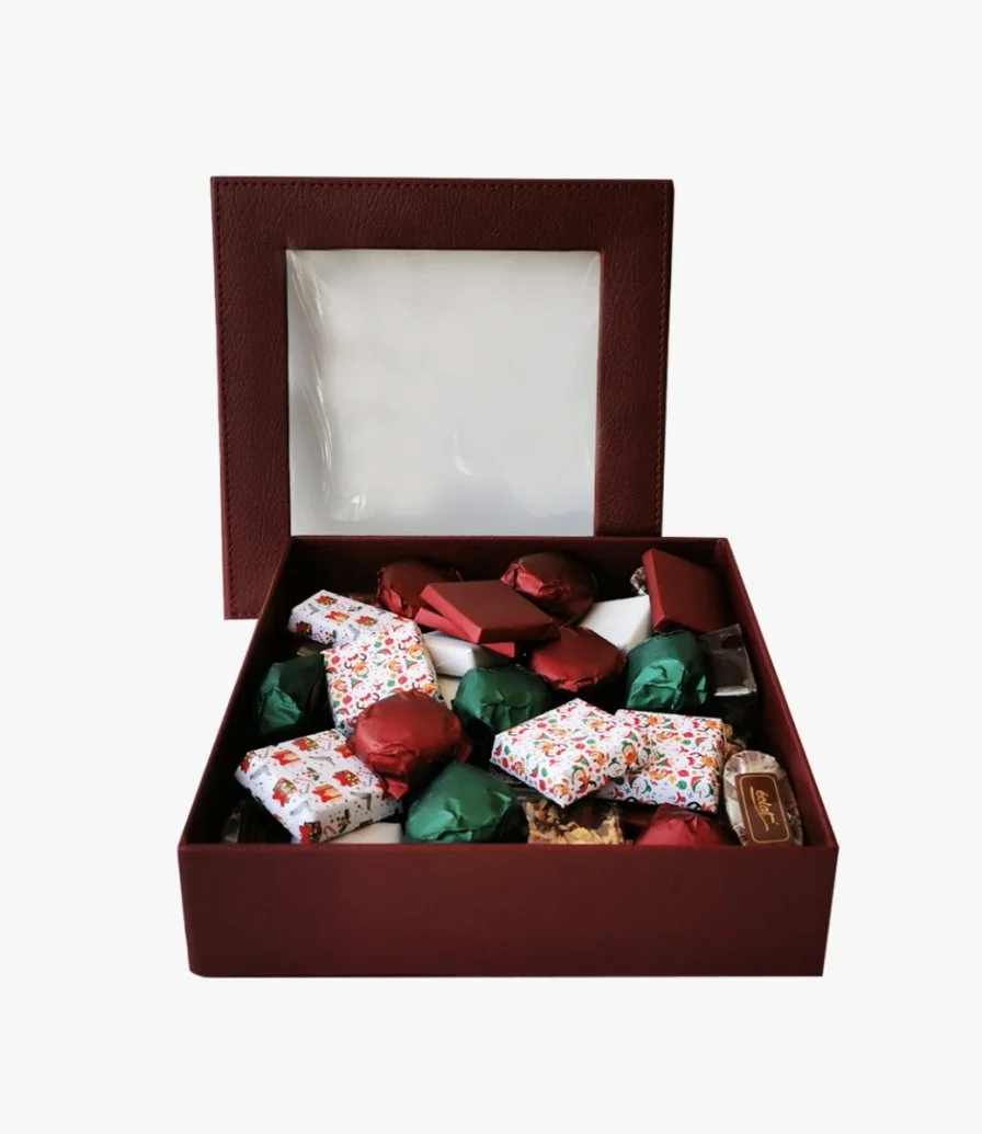 Merry Christmas Chocolate Leather Box With Acrylic Cover by Éclat
