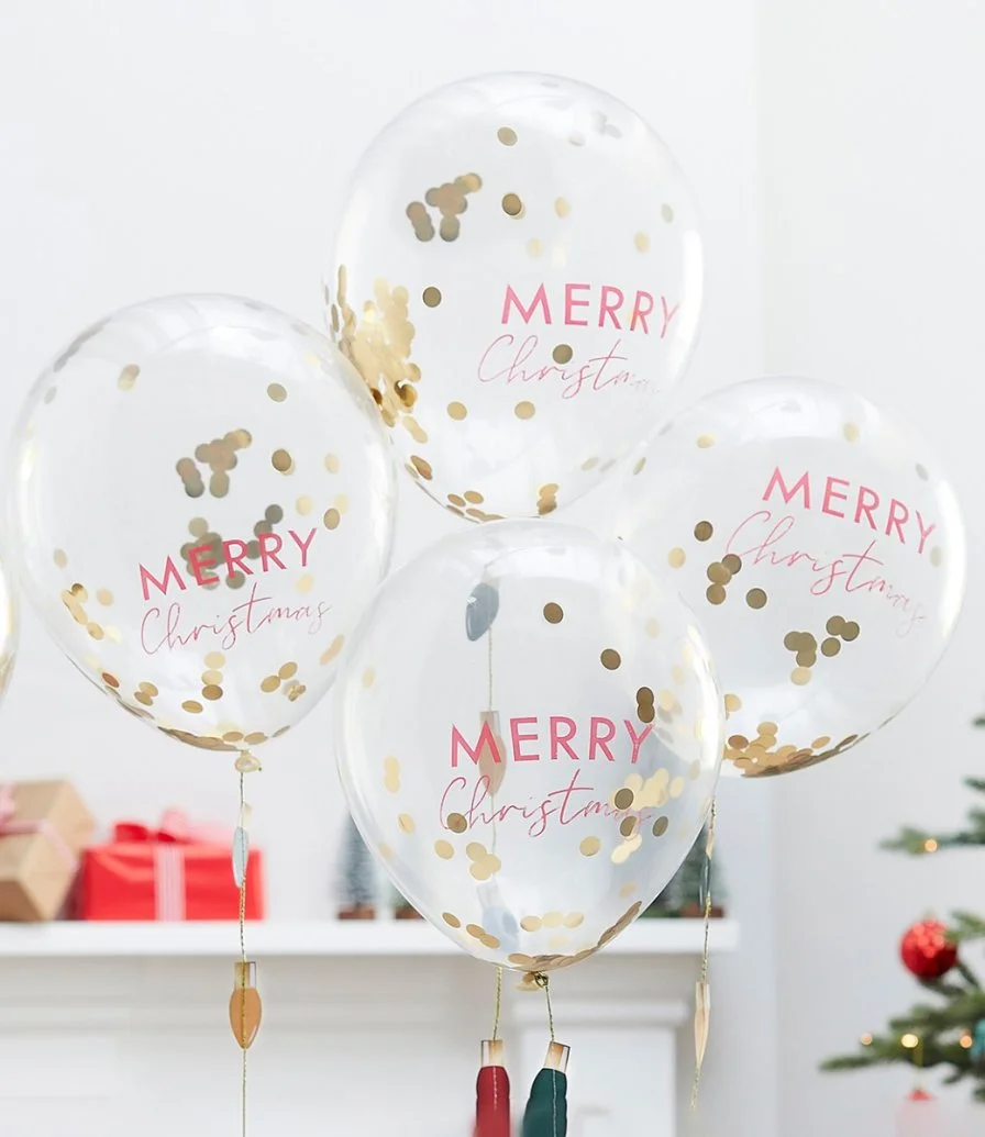 Merry Christmas Confetti Balloons with Light Bulb Balloon Tails by Ginger Ray