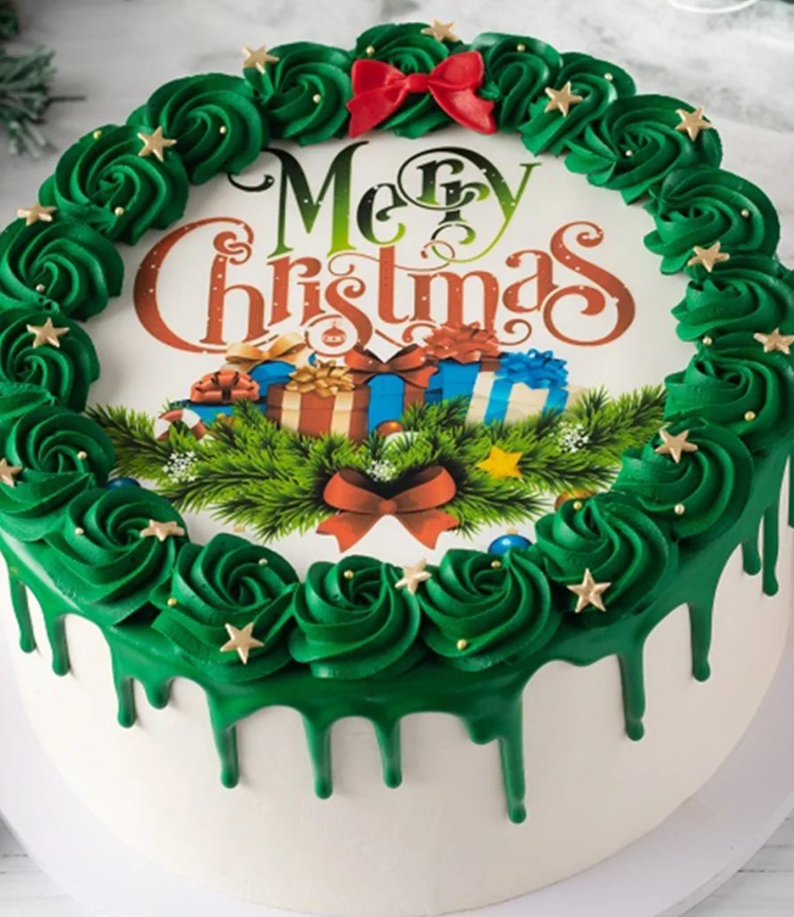 Merry Christmas Printed Cake by Cake Social