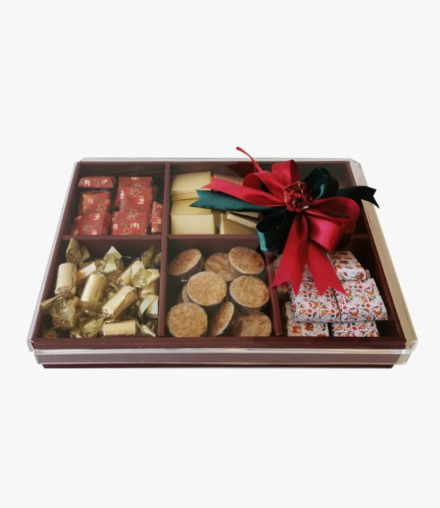 صندوق شوكولاتة الكريسماس جلد بفواصل وغطاء أكريليك من إيكلا