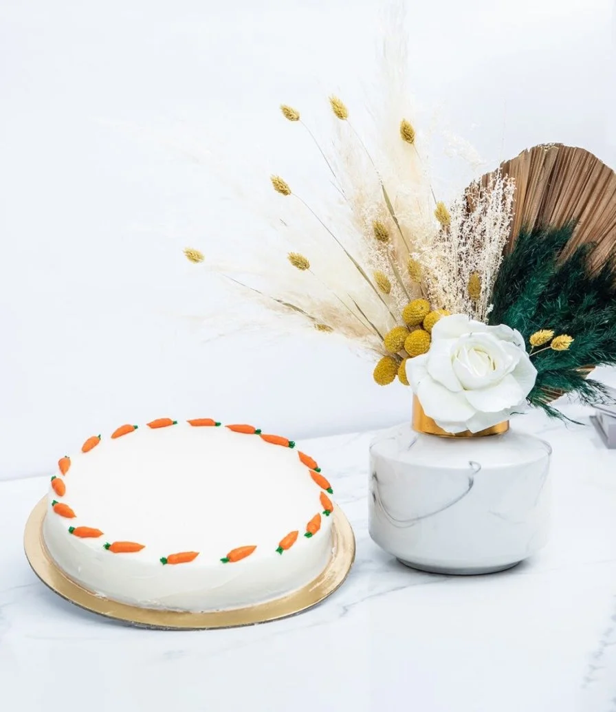 Milano Vase Special Bundle and Carrot Cake by Helen's Bakery