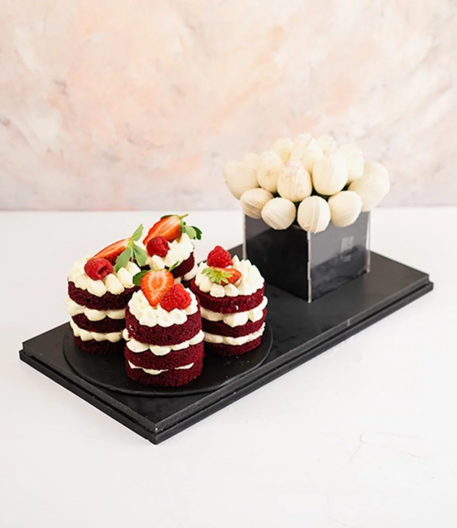 Mini Cakes and Berries Arrangement by NJD