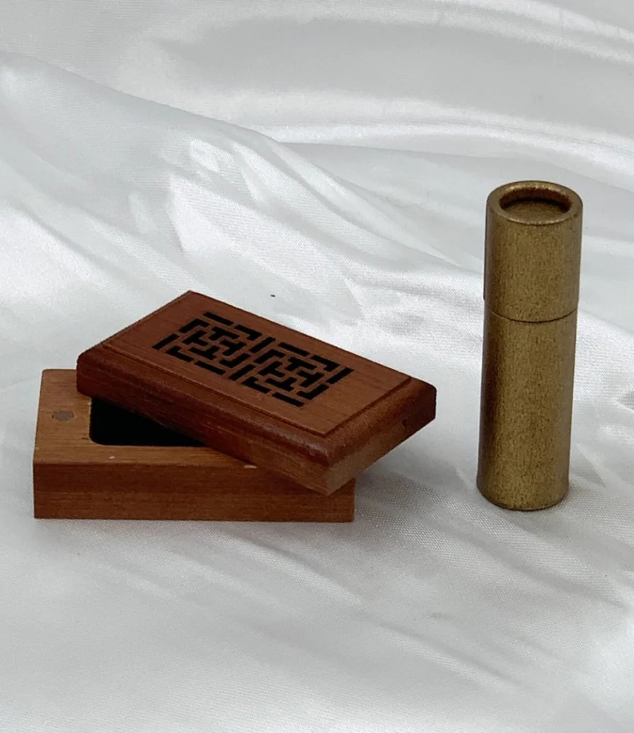 Mini Oud Incense Gift Set Dark Wooden Burner by Chocolatier