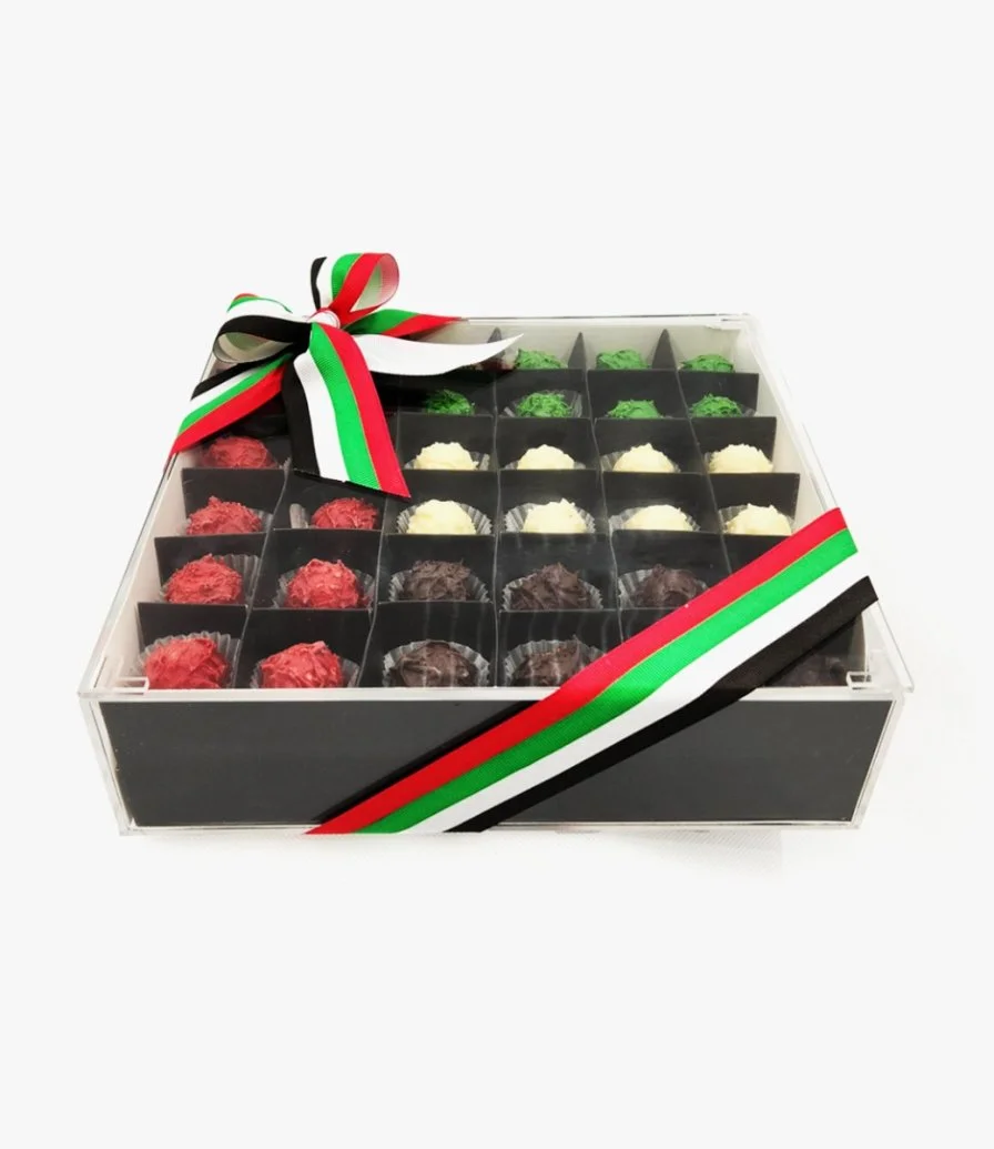 Mixed Acryic UAE National Day Chocolate Gift Box 72 pcs by Chocolatier