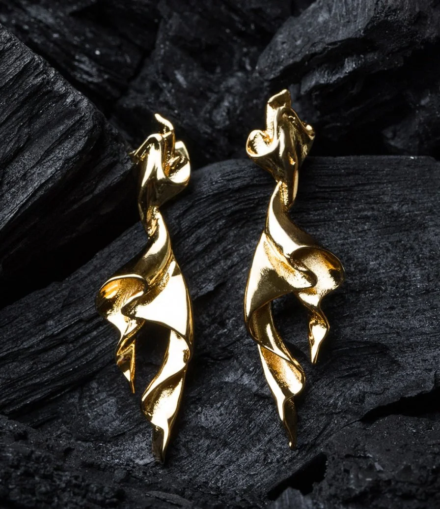 Modern Earrings Gold-Vermeil by FLUORITE