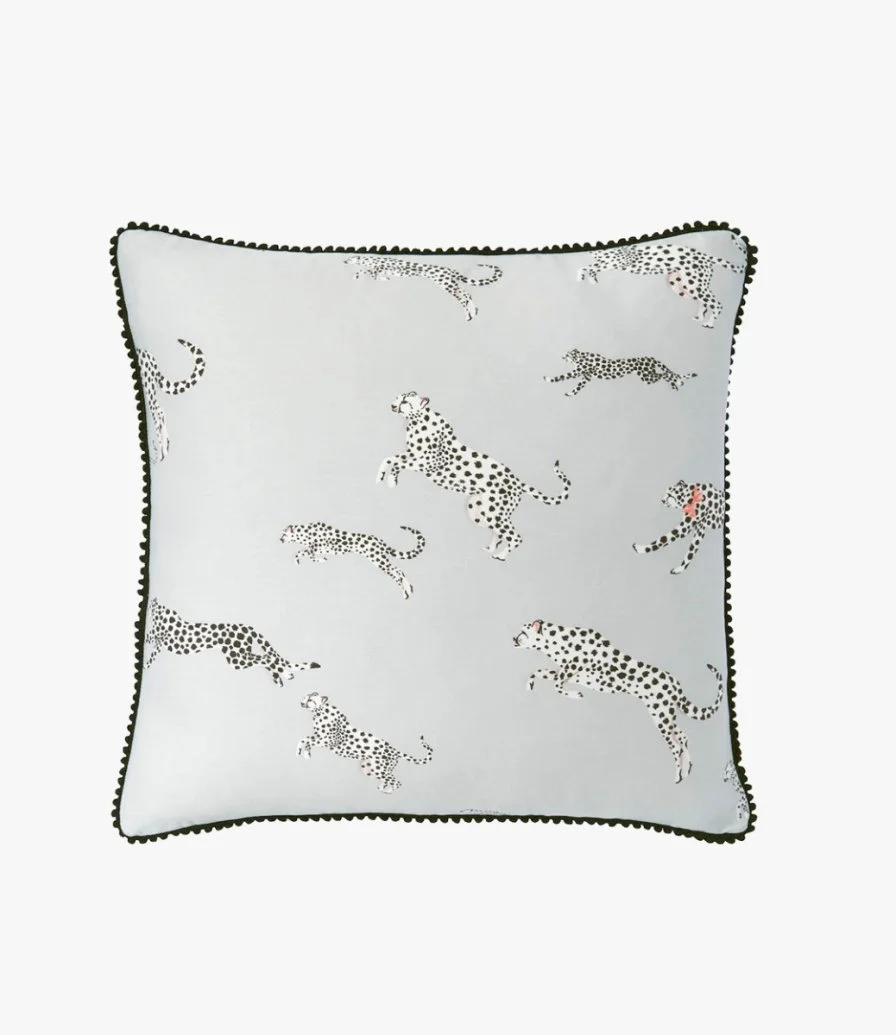 Mono Cheetah Cushion - Silver Grey By Yvonne Ellen