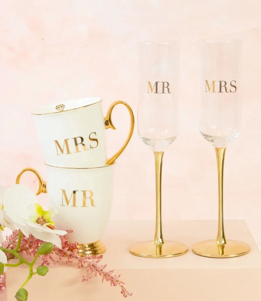 Mr & Mrs Champagne Flute - Set of 2  By Cristina Re