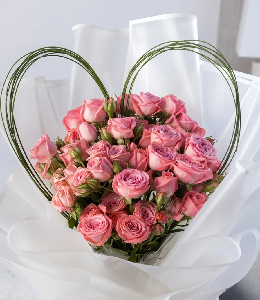 Mr & Mrs Pink Rose Bouquet Bundle