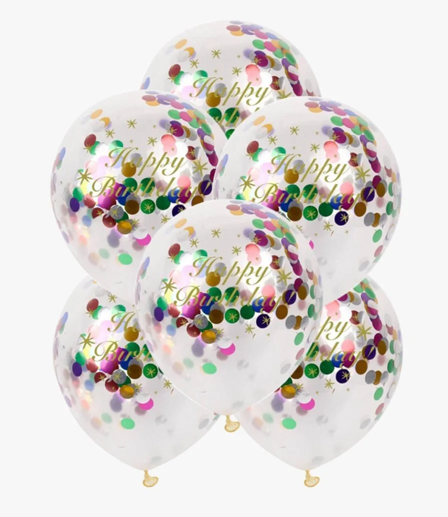 Multicolor confetti happy birthday balloon