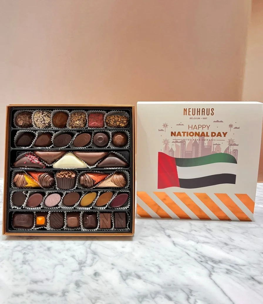 علبة هدايا شوكولاتة بلجيكية فاخرة لليوم الوطني ٣٧ قطعة من نيوهاوس