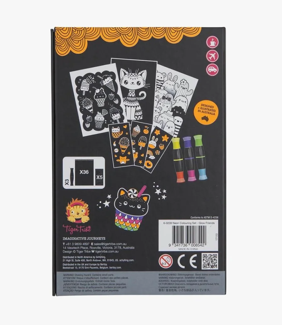 Neon Colouring Set - Glow Friends by Tiger Tribe