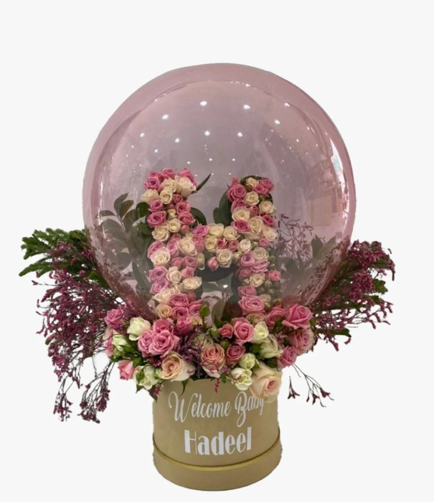 Newborn Flower Bouquet With Bubble Balloons