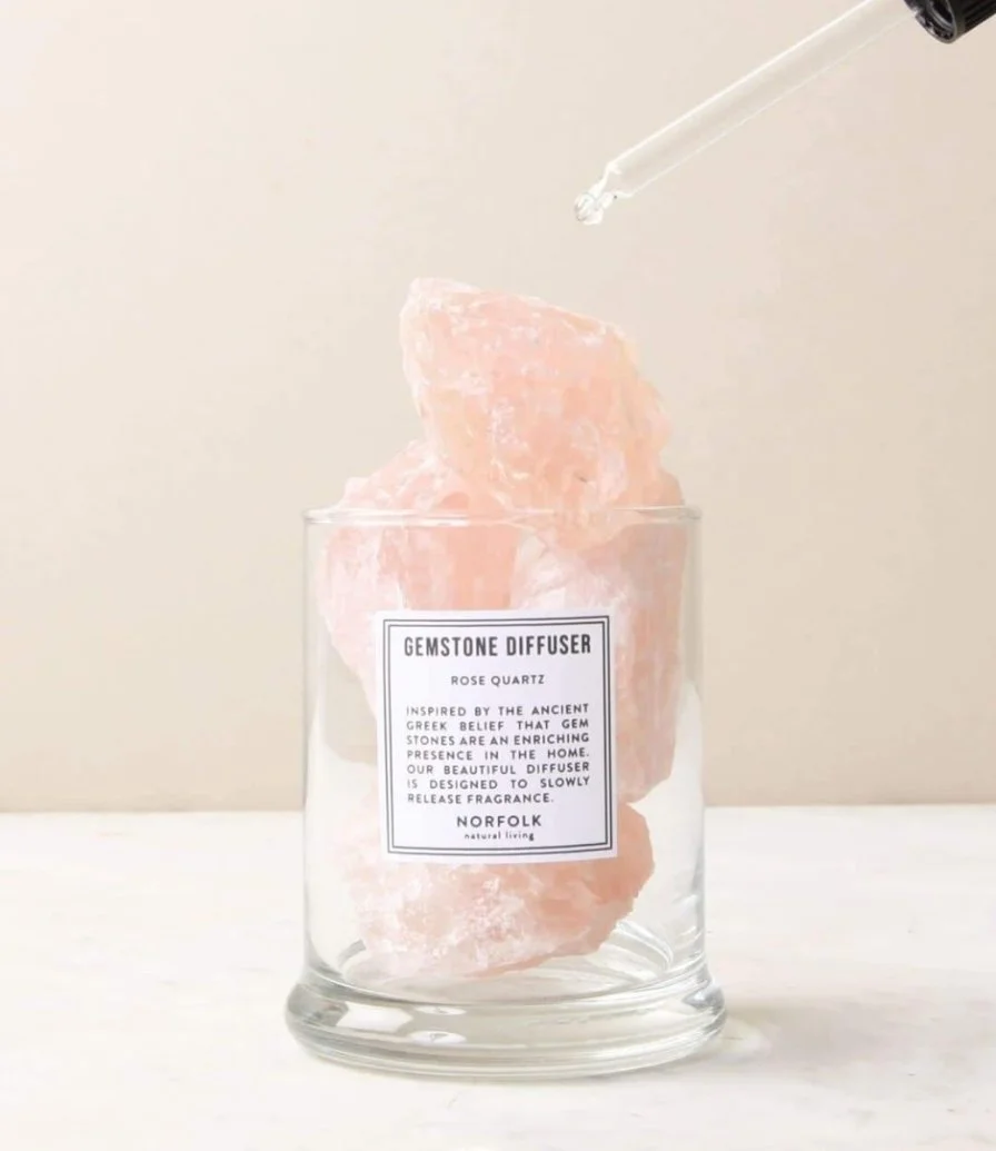 Pink Rose Quartz Gemstone Diffuser Gift Set by Sauce