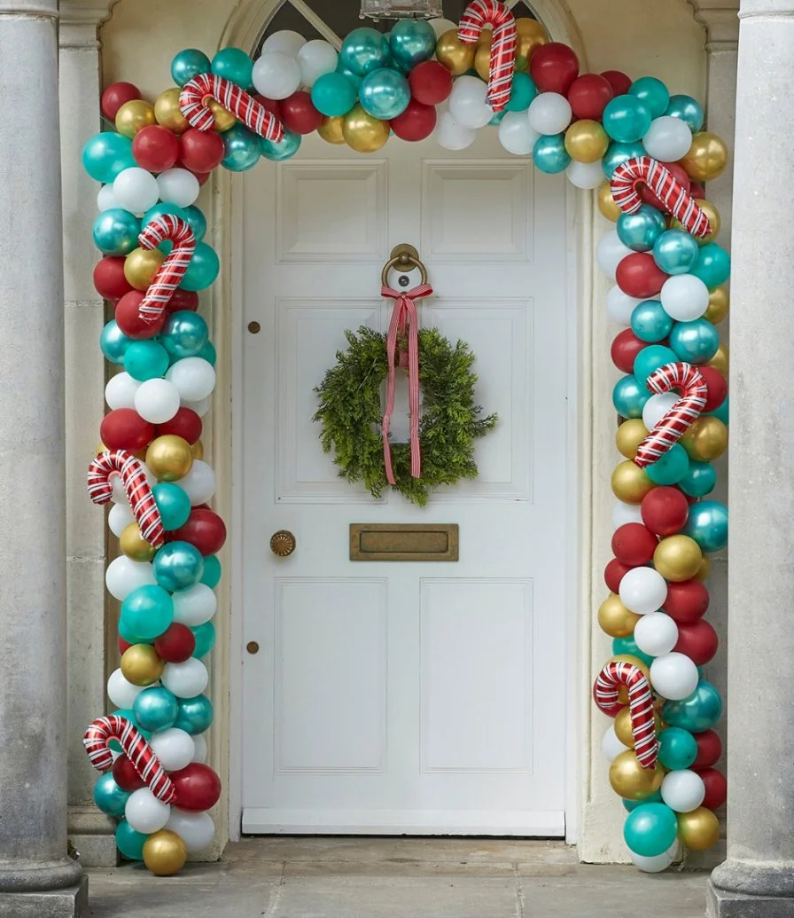 Novelty Candy Cane Christmas Door Balloon Arch Kit by Ginger Ray