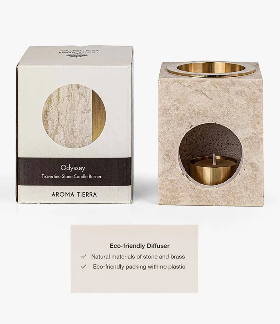Odyssey Travertine Stone Essential Oil Diffuser by Aroma Tierra