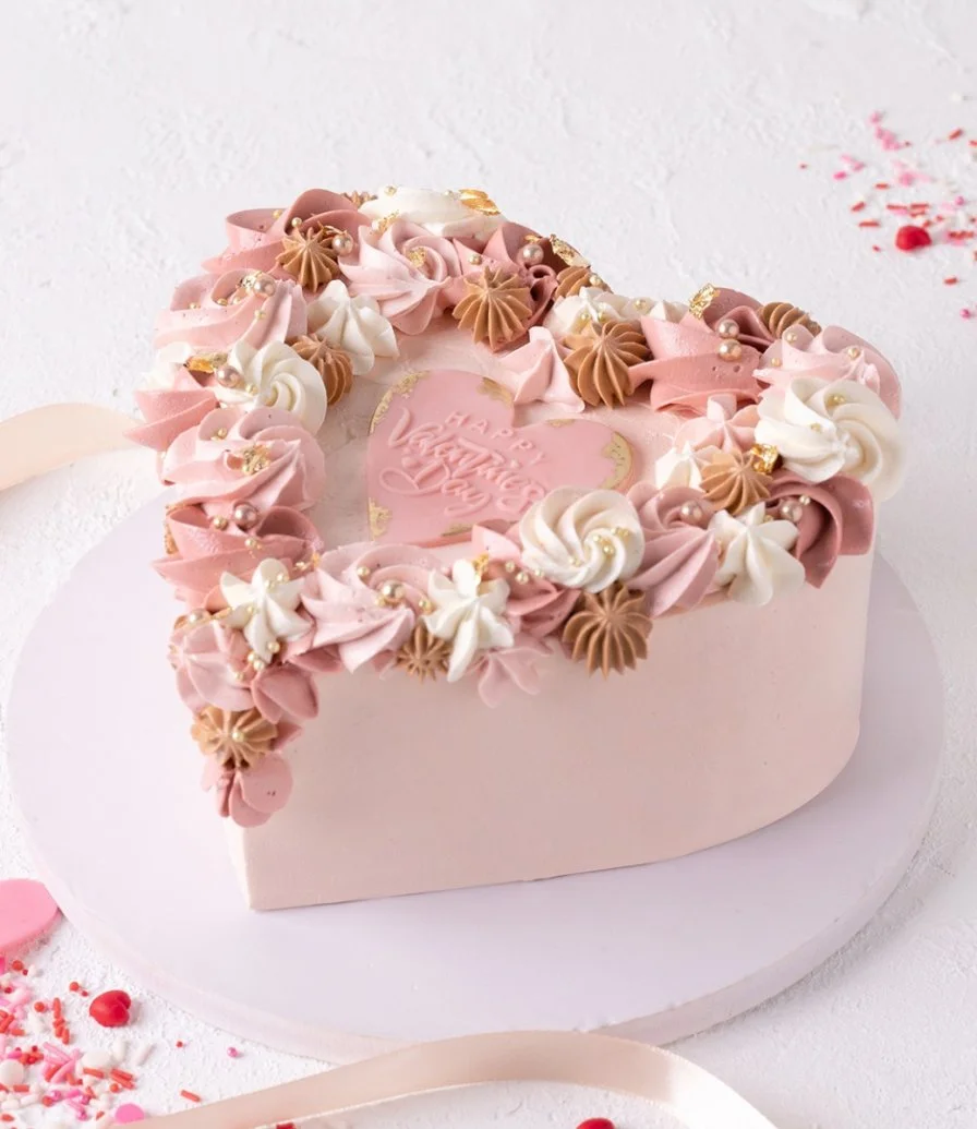 Old Rose Valentines Heart Cake by Cake Social